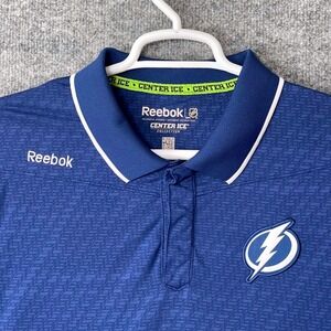 Tampa Bay Lightning Center Ice Men's Polo Shirt Sz L Reebok NHL Golf Performance